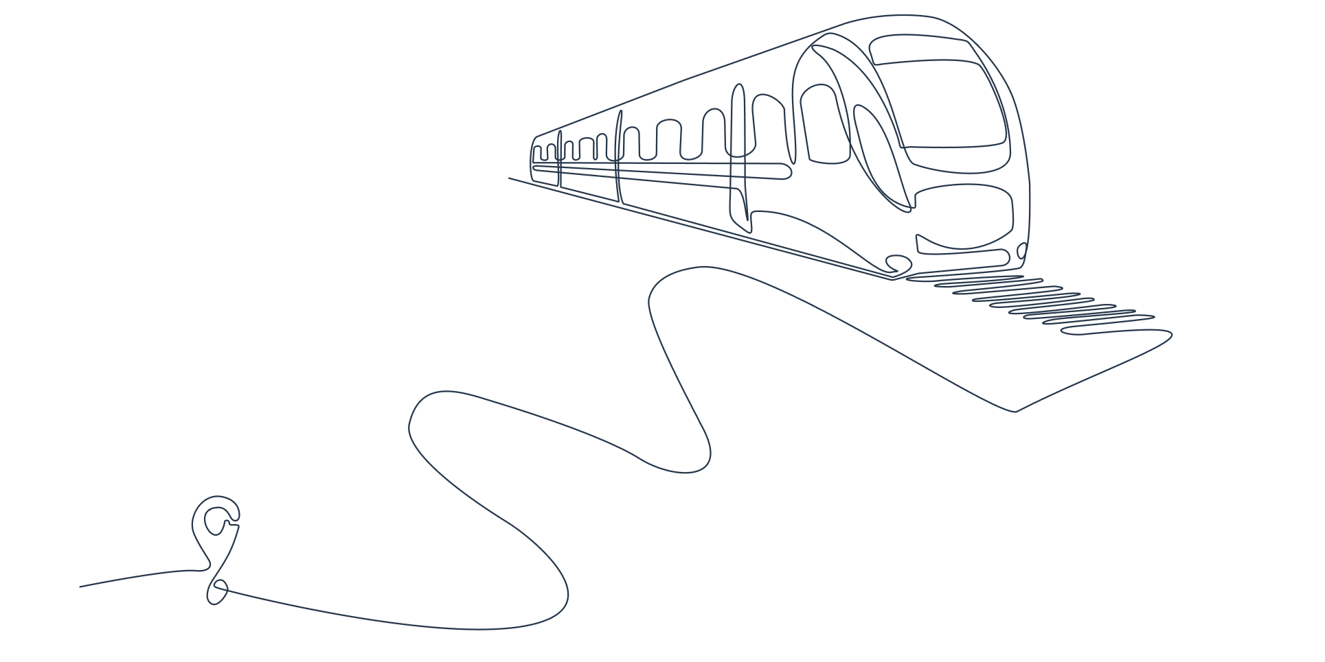 Line drawing of a commuter train